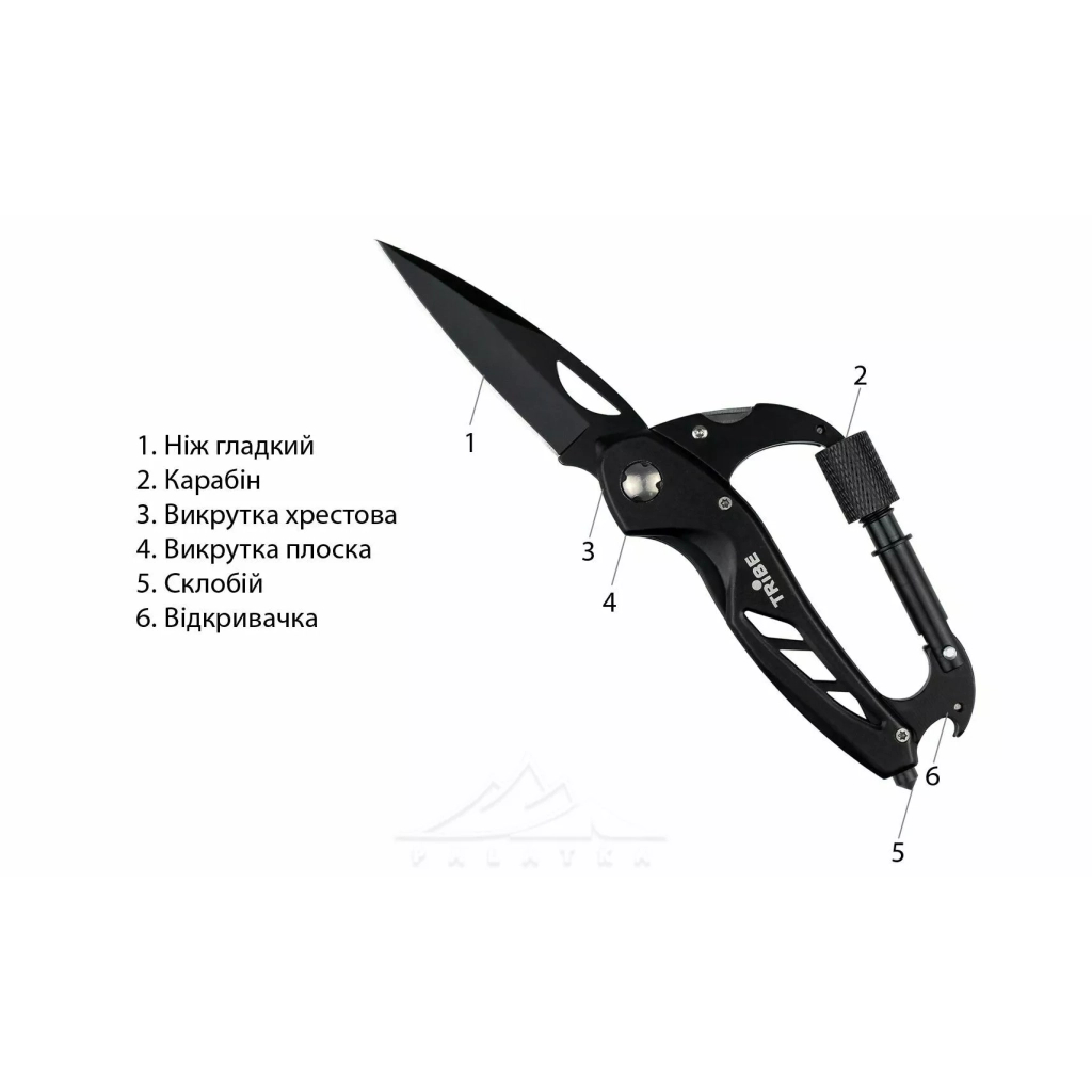 Ніж Tribe Carabiner Knife (T-MG-0014-black) - фото 7 Ніж Tribe Carabiner Knife (T-MG-0014-black) - фото 7