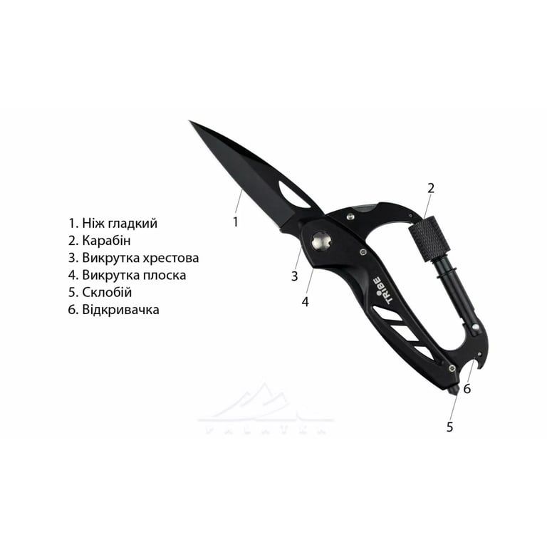 Ніж Tribe Carabiner Knife (T-MG-0014-black) - фото 7