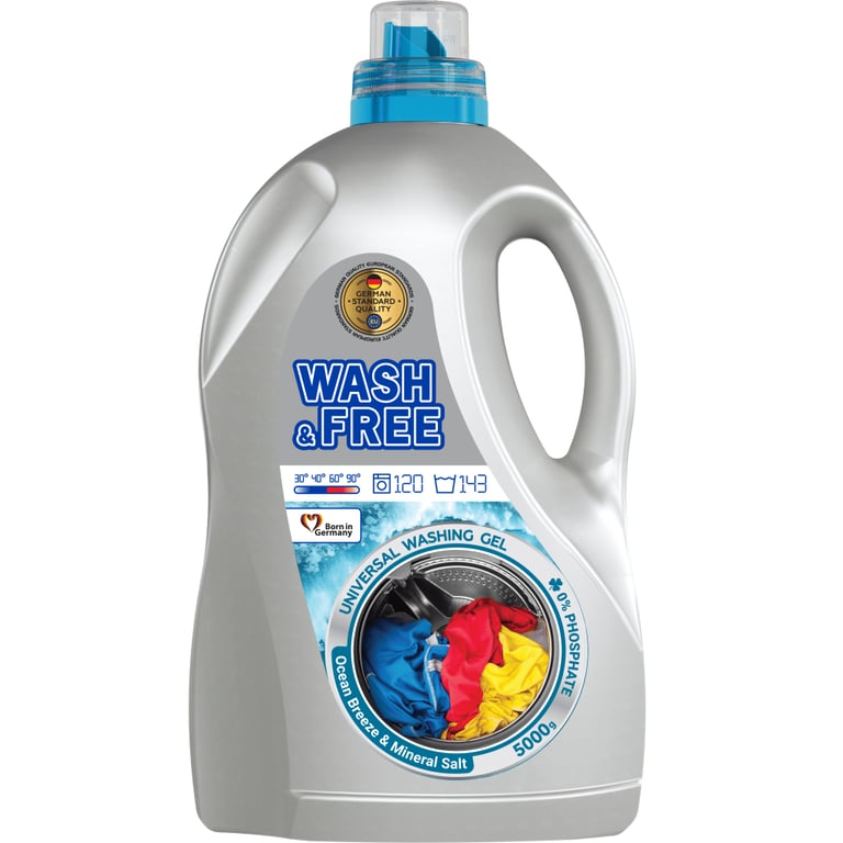 Гель для прання Wash&Free Універсальний Морська свіжість з нотками мінеральної солі 5 кг (4823128005216)