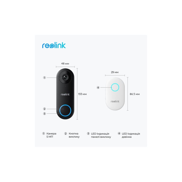 Дверний дзвінок Reolink Video Doorbell WiFi (D340W) - фото 2