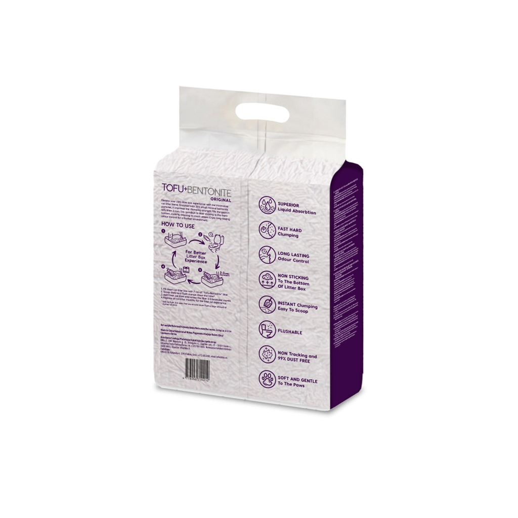 Наповнювач для туалету Velvet Paw TOFU з бентонітом, оригінальний (2 мм) 2.6 кг (TOF70021) - фото 2 Наповнювач для туалету Velvet Paw TOFU з бентонітом, оригінальний (2 мм) 2.6 кг (TOF70021) - фото 2