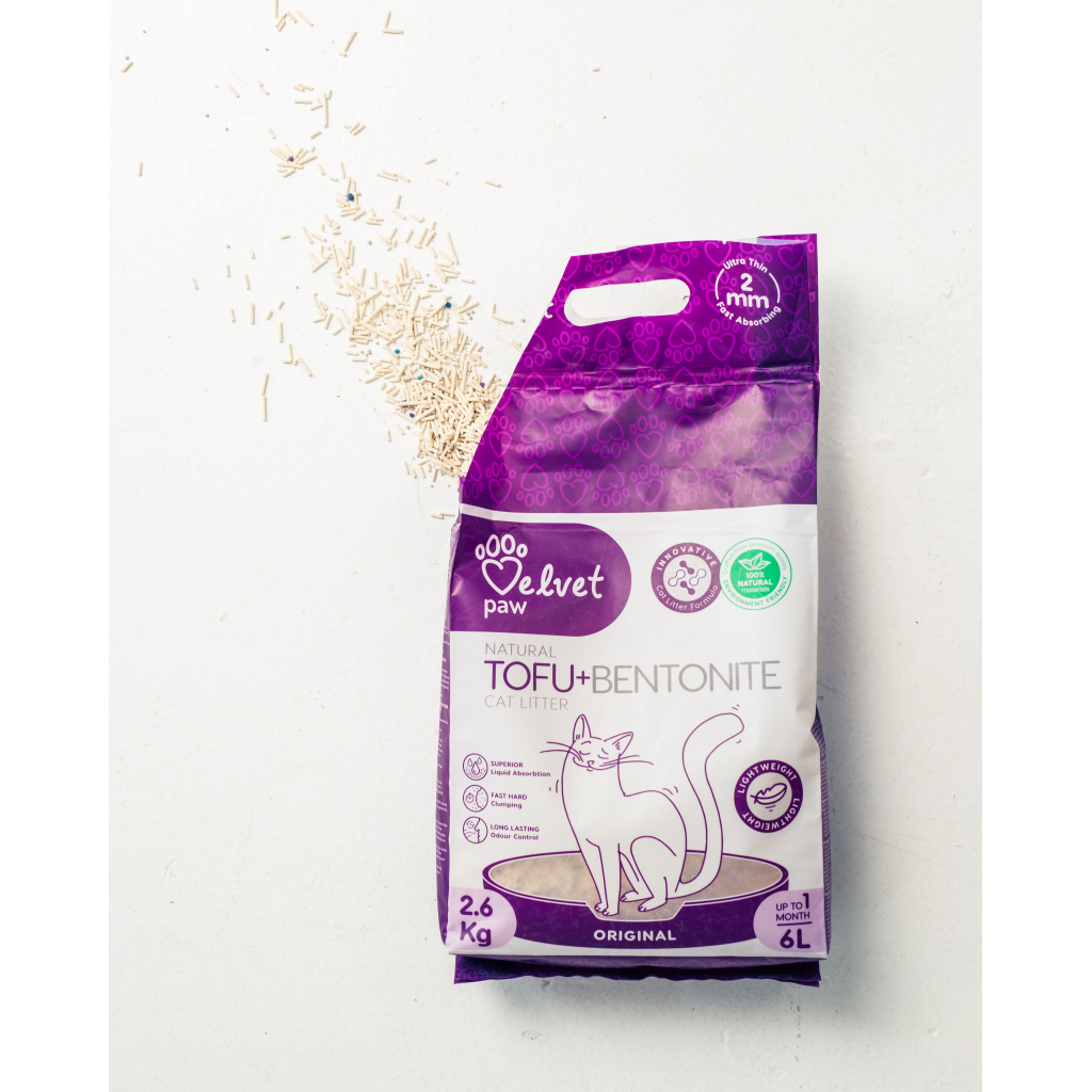 Наповнювач для туалету Velvet Paw TOFU з бентонітом, оригінальний (2 мм) 2.6 кг (TOF70021) - фото 3 Наповнювач для туалету Velvet Paw TOFU з бентонітом, оригінальний (2 мм) 2.6 кг (TOF70021) - фото 3