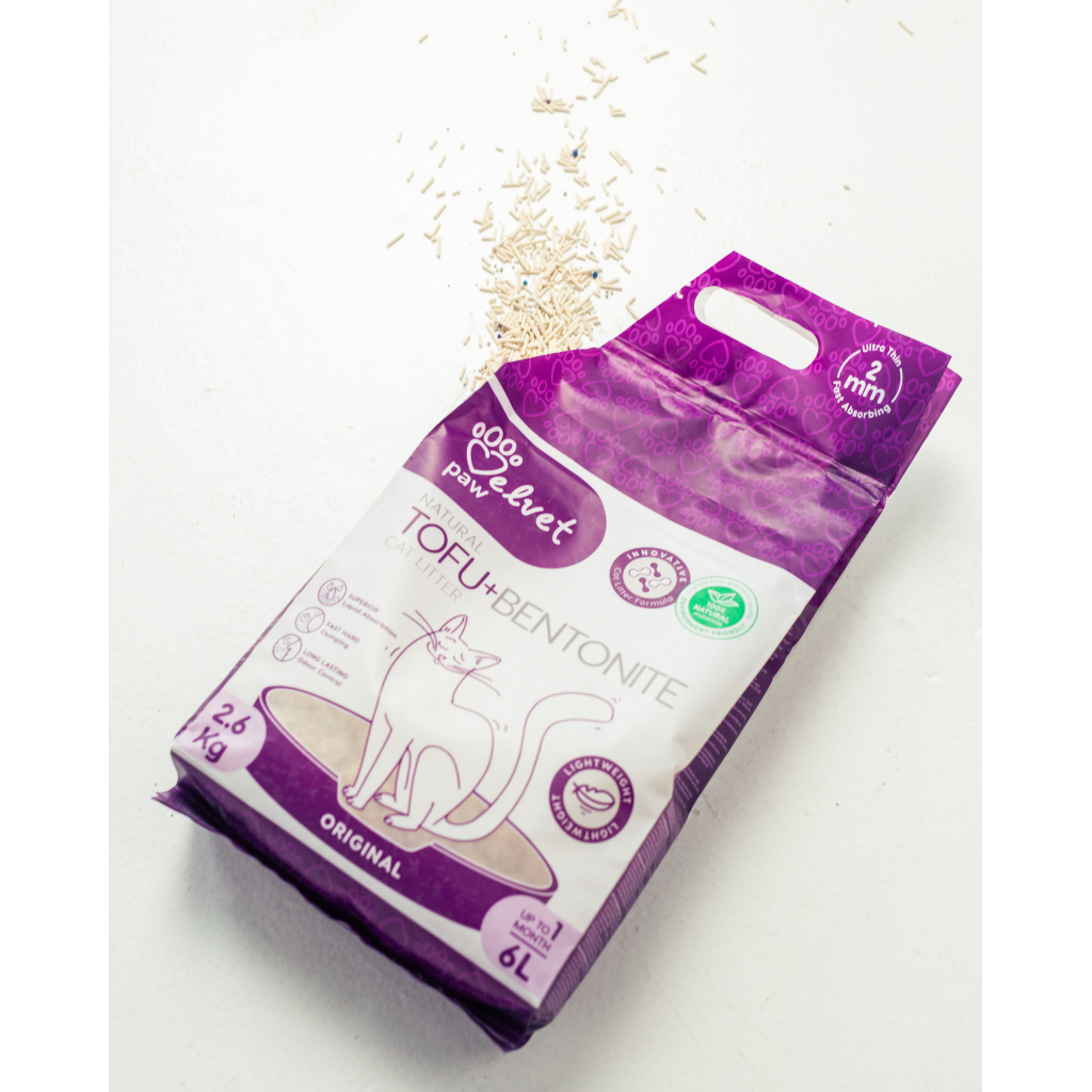 Наповнювач для туалету Velvet Paw TOFU з бентонітом, оригінальний (2 мм) 2.6 кг (TOF70021) - фото 4 Наповнювач для туалету Velvet Paw TOFU з бентонітом, оригінальний (2 мм) 2.6 кг (TOF70021) - фото 4