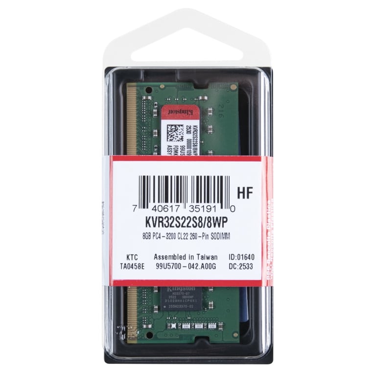 Модуль пам'яті для ноутбука SoDIMM DDR4 8GB 3200 MHz Kingston (KVR32S22S8/8WP) - фото 2