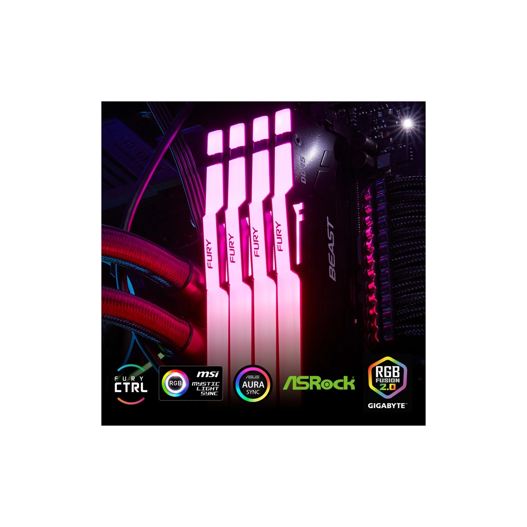 Модуль пам'яті для комп'ютера DDR5 128GB (2x64GB) 5600 MHz Beast RGB Kingston Fury (ex.HyperX) (KF556C40BBAK2-128) - фото 4 Модуль пам'яті для комп'ютера DDR5 128GB (2x64GB) 5600 MHz Beast RGB Kingston Fury (ex.HyperX) (KF556C40BBAK2-128) - фото 4