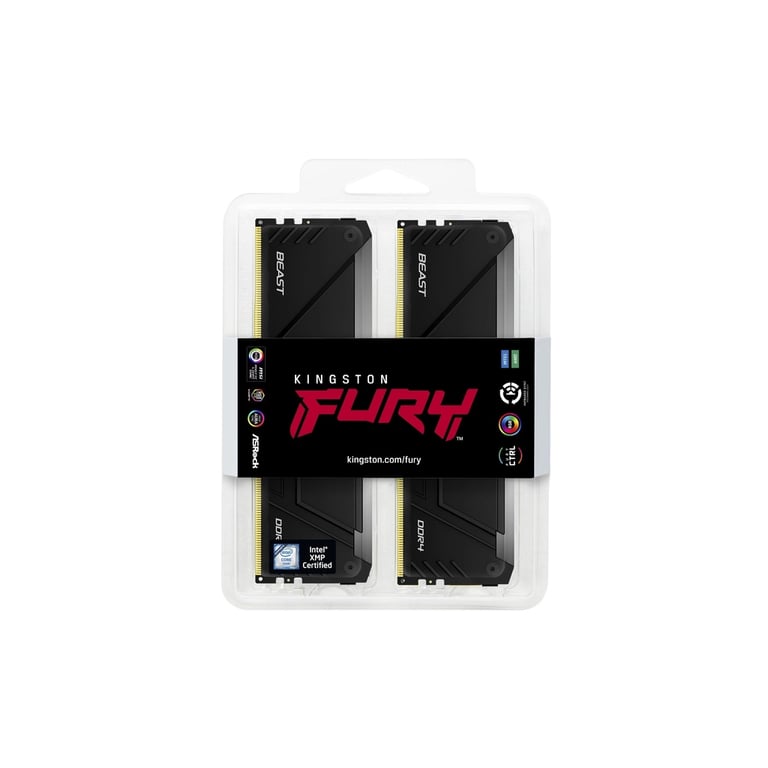 Модуль пам'яті для комп'ютера DDR4 16GB (2x8GB) 3200 MHz Beast Black Kingston Fury (ex.HyperX) (KF432C16BB2AK2/16WP) - фото 5