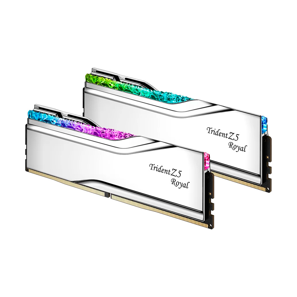 Модуль пам%27яті для комп%27ютера DDR5 32GB (2x16GB) 6400 MHz Trident Z5 Royal Silver G.Skill (F5-6400J3239G16GX2-TR5S) Модуль пам%27яті для комп%27ютера DDR5 32GB (2x16GB) 6400 MHz Trident Z5 Royal Silver G.Skill (F5-6400J3239G16GX2-TR5S)