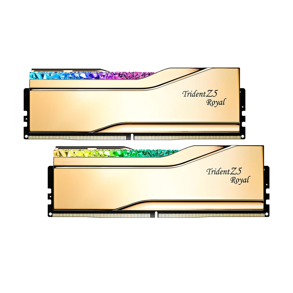Модуль пам%27яті для комп%27ютера DDR5 32GB (2x16GB) 6000 MHz Trident Z5 Royal Gold G.Skill (F5-6000J2836G16GX2-TR5G) Модуль пам%27яті для комп%27ютера DDR5 32GB (2x16GB) 6000 MHz Trident Z5 Royal Gold G.Skill (F5-6000J2836G16GX2-TR5G)