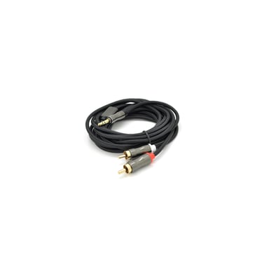 Кабель мультимедійний 3.5mm M to 2xRCA M 5.0m black VEGGIEG (YT-AR2-5) - фото 1