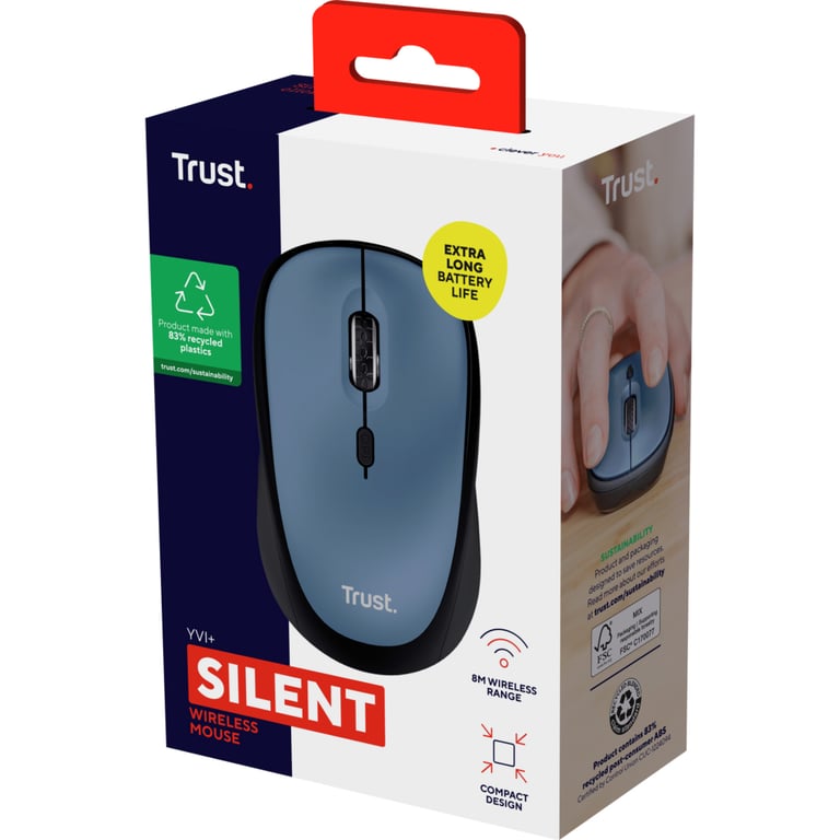 Мишка Trust Yvi+ Silent Wireless Dark Blue (25514) - фото 5