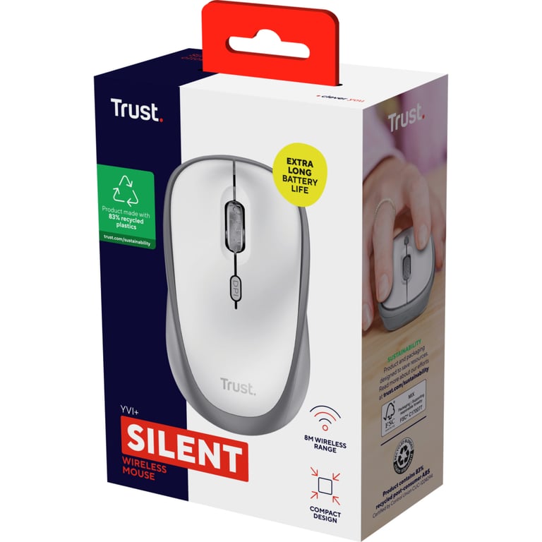 Мишка Trust Yvi+ Silent Wireless White (25513) - фото 5