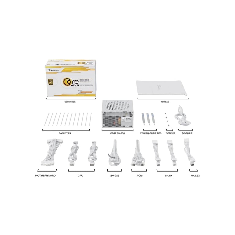 Блок живлення Seasonic 650W WHITE (CORE GX-650-ATX31-WHITE) - фото 9