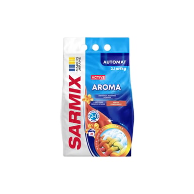 Пральний порошок Sarmix Active Aroma для всіх типів прання 2.1 кг (4820268104182) - фото 1