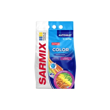 Пральний порошок Sarmix Active Color для всіх типів прання 2.1 кг (4820268104229) - фото 1