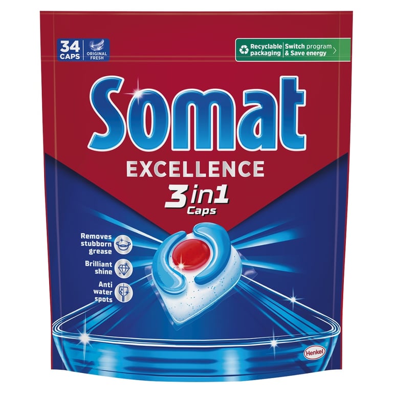 Таблетки для посудомийних машин Somat Excellence 3-in-1 34 шт. (9000101831986) - фото 1