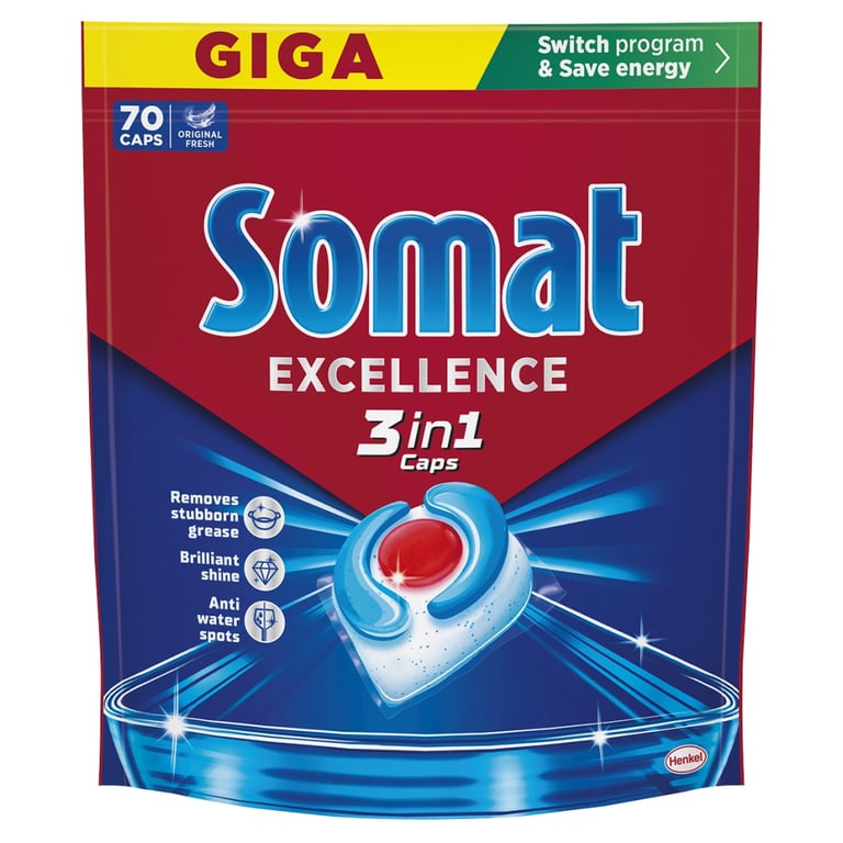 Таблетки для посудомийних машин Somat Excellence 3-in-1 70 шт. (9000101832044) - фото 1