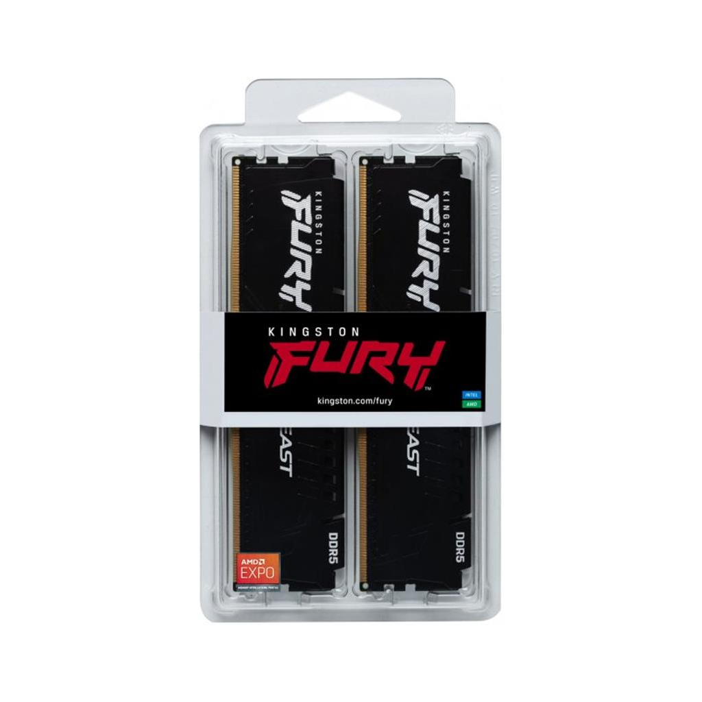 Модуль пам'яті для комп'ютера DDR5 64GB (2x32GB) 5600 MHz Fury Beast Black Kingston Fury (ex.HyperX) (KF556C36BBE2K2-64) - фото 6 Модуль пам'яті для комп'ютера DDR5 64GB (2x32GB) 5600 MHz Fury Beast Black Kingston Fury (ex.HyperX) (KF556C36BBE2K2-64) - фото 6