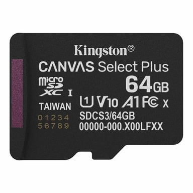 Карта пам%27яті Kingston 64GB microSDXC class 10 UHS-I V10 A1 Canvas Select Plus (SDCS3/64GBSP)