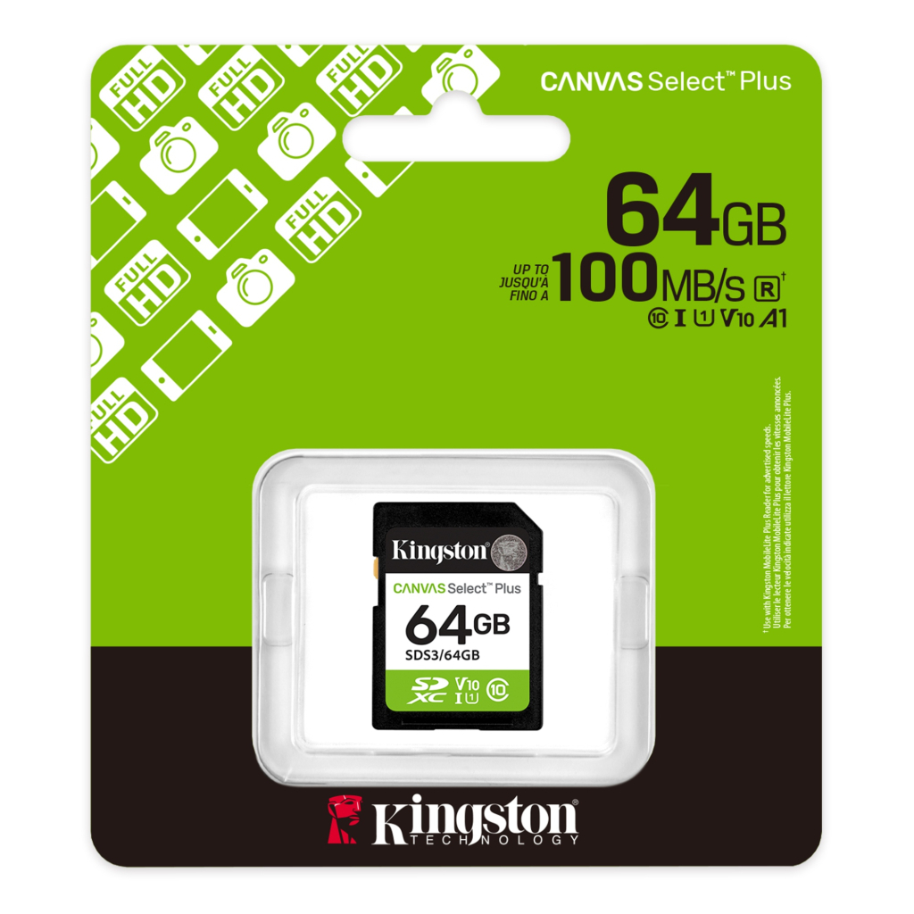 Карта пам'яті Kingston 64GB SDXC class 10 UHS-I V10 A1 Canvas Select Plus (SDS3/64GB) - фото 3 Карта пам'яті Kingston 64GB SDXC class 10 UHS-I V10 A1 Canvas Select Plus (SDS3/64GB) - фото 3