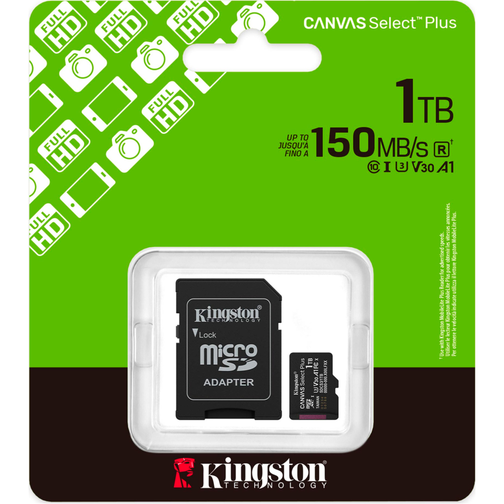 Карта пам'яті Kingston 1TB microSDXC class 10 UHS-I U3 V30 A1 Canvas Select Plus (SDCS3/1TB) - фото 3 Карта пам'яті Kingston 1TB microSDXC class 10 UHS-I U3 V30 A1 Canvas Select Plus (SDCS3/1TB) - фото 3