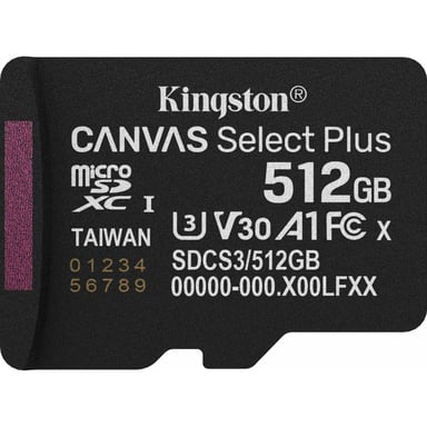 Карта пам%27яті Kingston 512GB microSDXC class 10 UHS-I U3 V30 A1 Canvas Select Plus (SDCS3/512GBSP)