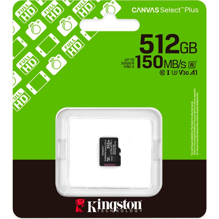 Карта пам'яті Kingston 512GB microSDXC class 10 UHS-I U3 V30 A1 Canvas Select Plus (SDCS3/512GBSP) - фото 3