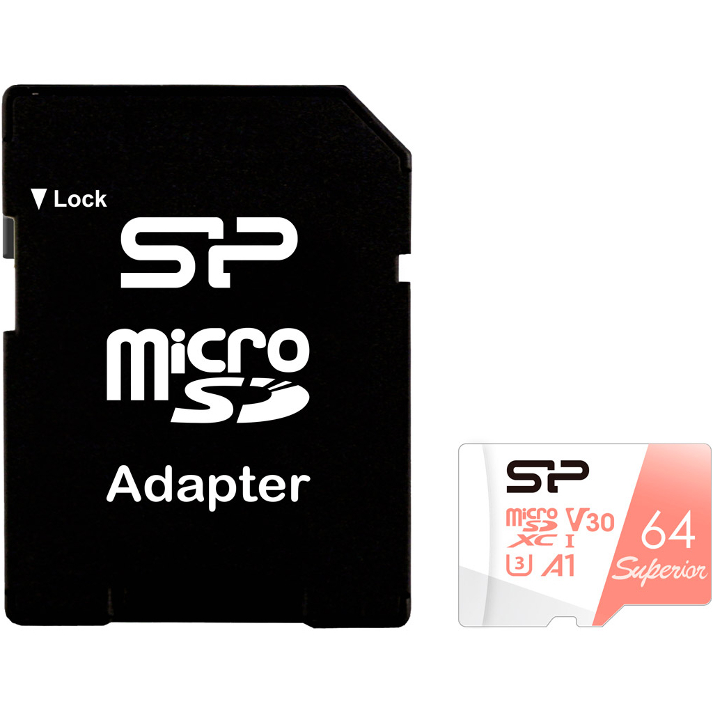 Карта пам%27яті Silicon Power 64GB microSDXC class 10 UHS-I U3 V30 A1 Superior (SP064GBSTXDV3V20SP) Карта пам%27яті Silicon Power 64GB microSDXC class 10 UHS-I U3 V30 A1 Superior (SP064GBSTXDV3V20SP)