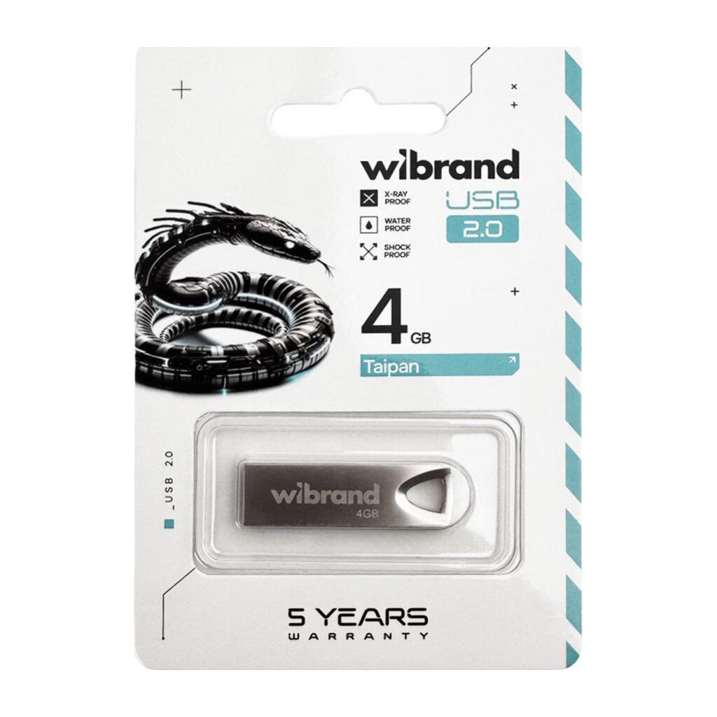 USB флеш накопичувач Wibrand 4GB Taipan Silver USB 2.0 (WI2.0/TA4U2S) - фото 3 USB флеш накопичувач Wibrand 4GB Taipan Silver USB 2.0 (WI2.0/TA4U2S) - фото 3