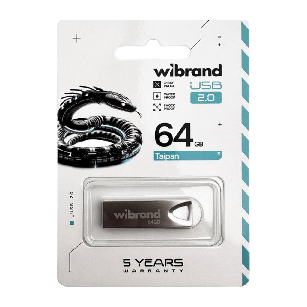 USB флеш накопичувач Wibrand 64GB Taipan Silver USB 2.0 (WI2.0/TA64U2S) - фото 3 USB флеш накопичувач Wibrand 64GB Taipan Silver USB 2.0 (WI2.0/TA64U2S) - фото 3