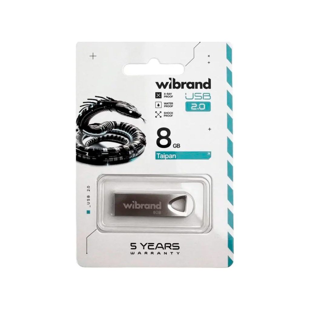 USB флеш накопичувач Wibrand 8GB Taipan Silver USB 2.0 (WI2.0/TA8U2S) - фото 3 USB флеш накопичувач Wibrand 8GB Taipan Silver USB 2.0 (WI2.0/TA8U2S) - фото 3