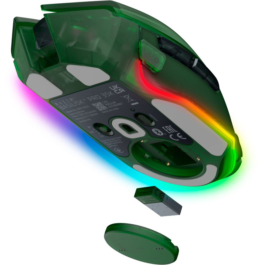 Мишка Razer Basilisk V3 Pro 35K Wireless/Bluetooth/USB Phantom Green (RZ01-05240300-R3G1) - фото 4 Мишка Razer Basilisk V3 Pro 35K Wireless/Bluetooth/USB Phantom Green (RZ01-05240300-R3G1) - фото 4