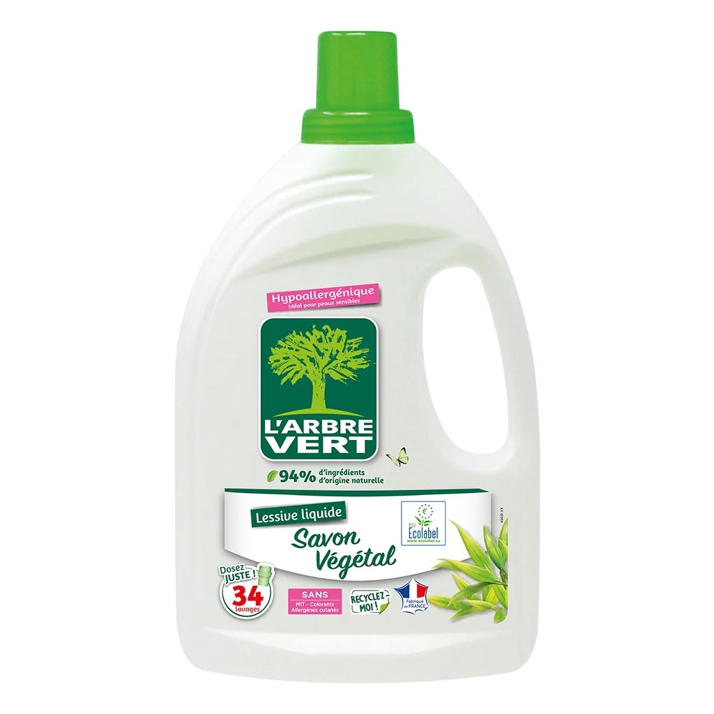 Гель для прання L%27Arbre Vert Рослинне мило 1.53 л (3450601046254) Гель для прання L%27Arbre Vert Рослинне мило 1.53 л (3450601046254)