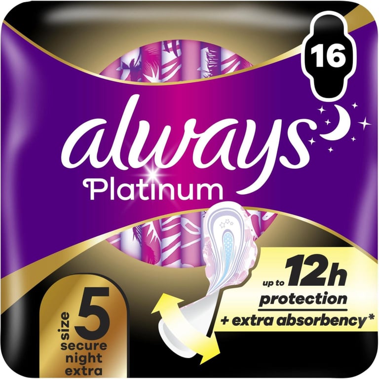 Гігієнічні прокладки Always Platinum Secure Night Extra Розмір 5 16 шт. (8700216452885) - фото 1