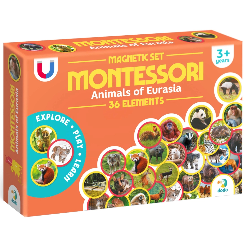 Навчальний набір DoDo Магнітний набір Монтесорі Тварини на континентах: Євразія (200285)