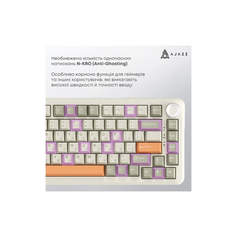 Клавіатура Ajazz AK820 MAX Flying Fish Switch RGB Wireless/Bluetooth/USB Beige (AK820MAX-FF-R) - фото 8