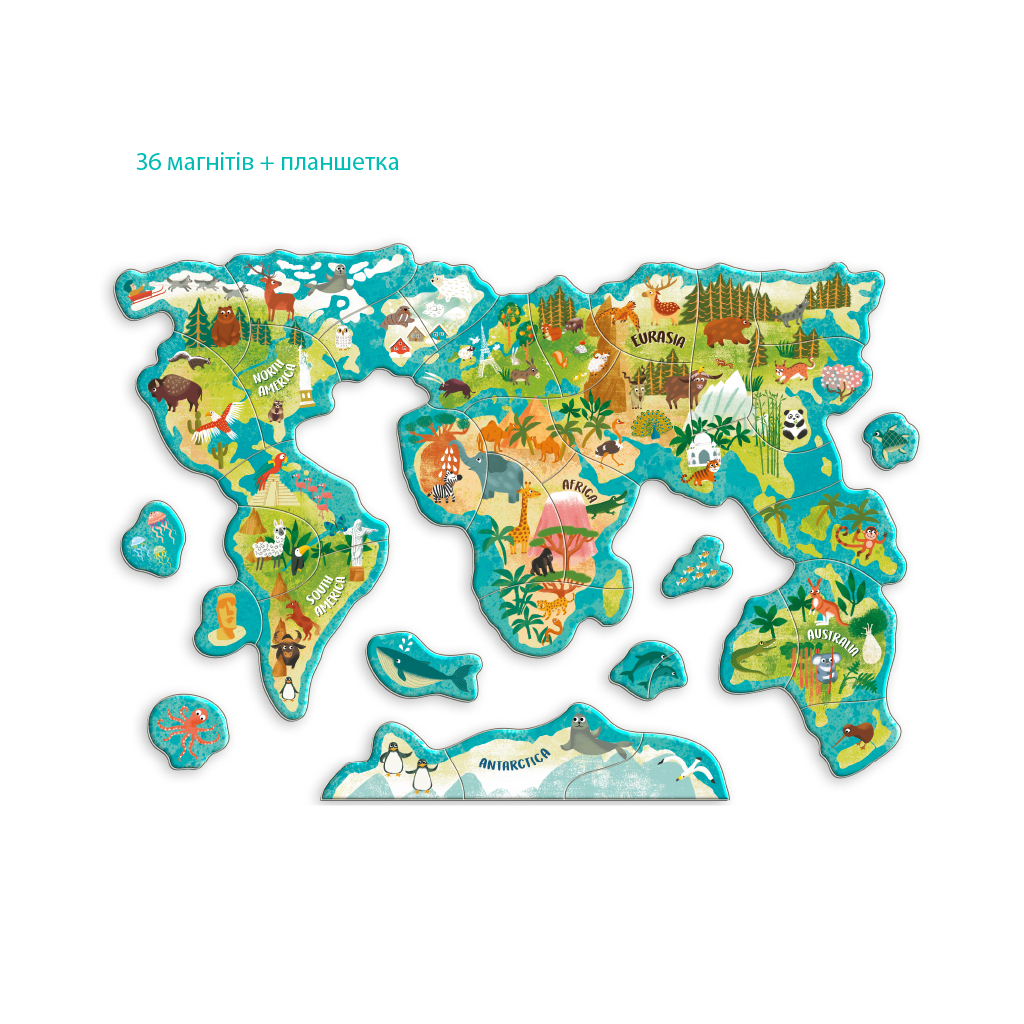 Навчальний набір DoDo Магнітна мапа світу тварини (200267) - фото 4 Навчальний набір DoDo Магнітна мапа світу тварини (200267) - фото 4