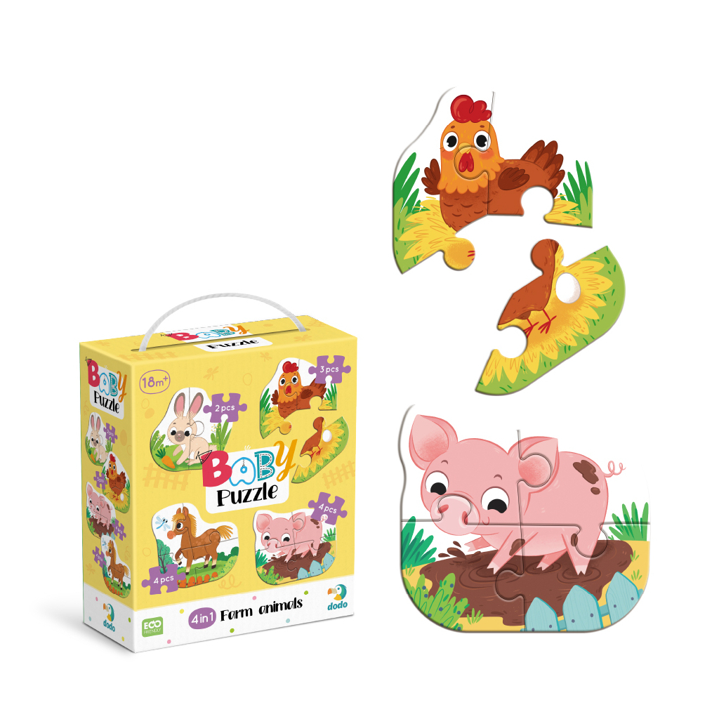 Пазл DoDo 4 в 1 Baby puzzle. Сільські тварини (300686) - фото 2 Пазл DoDo 4 в 1 Baby puzzle. Сільські тварини (300686) - фото 2