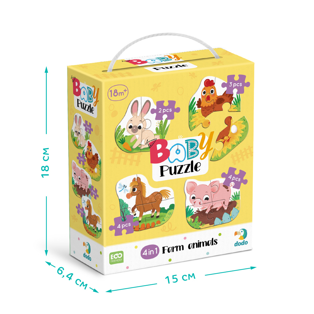 Пазл DoDo 4 в 1 Baby puzzle. Сільські тварини (300686) - фото 4 Пазл DoDo 4 в 1 Baby puzzle. Сільські тварини (300686) - фото 4