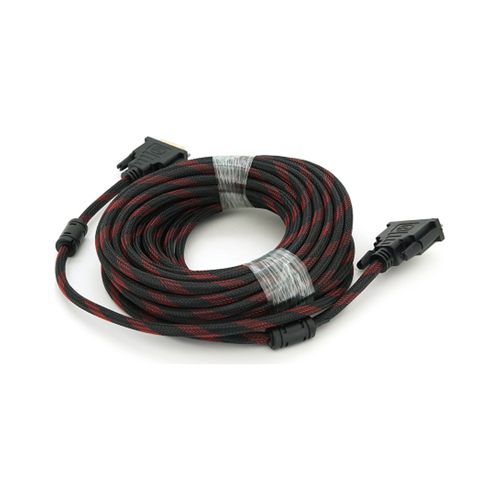 Кабель мультимедійний DVI M to DVI M 10.0m 24+1pin black/red Merlion (YT-DVI(M)/(M)NY/RD-10m)