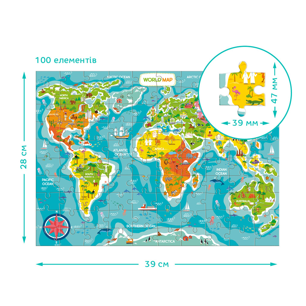 Пазл DoDo Мапа Світу (300704) - фото 4 Пазл DoDo Мапа Світу (300704) - фото 4