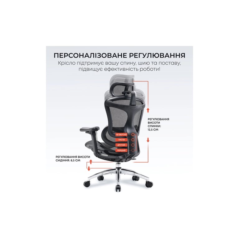Офісне крісло Sihoo DORO C300L Mesh Black (DORO-C300L-A3-101) - фото 10