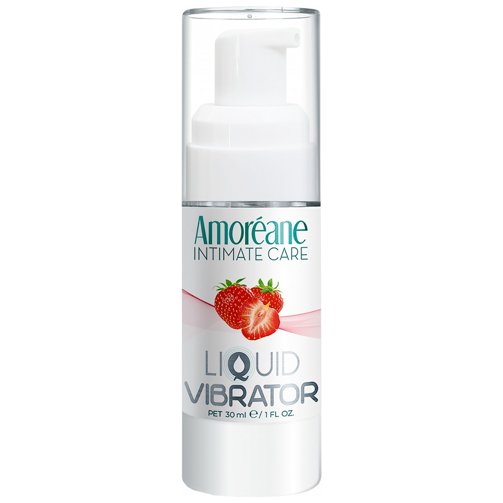 Інтимний гель-змазка Amoreane Рідкий вібратор Strawberry з ароматом полуниці 30 мл (8433345601007) - фото 1