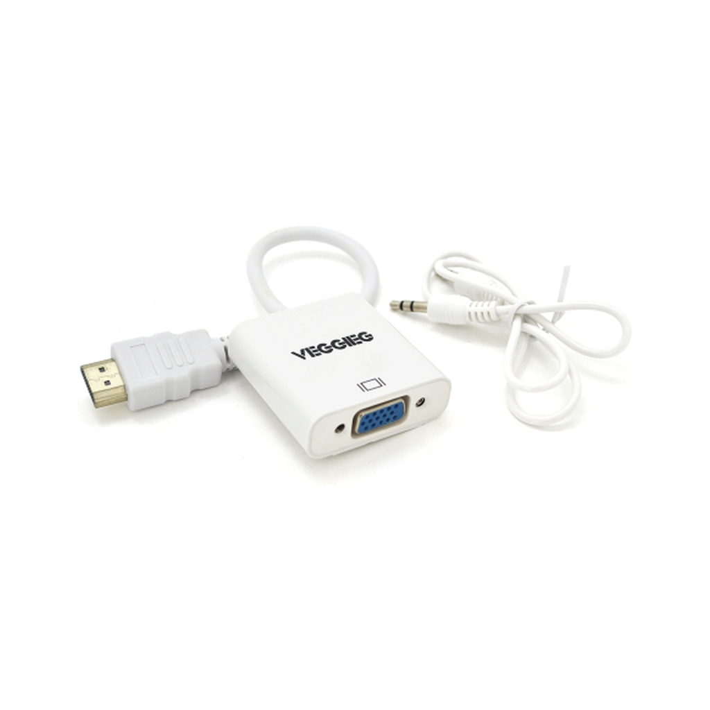 Перехідник HDMI M to VGA F + Audio 0.25m white VEGGIEG (YT-C-H-V2W)