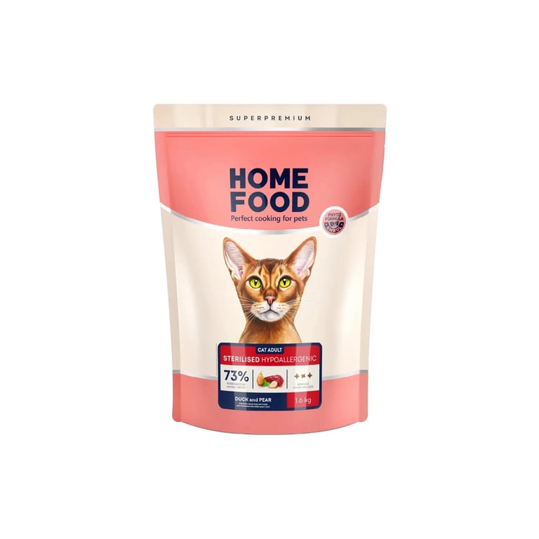 Сухий корм для кішок Home Food Grain-free hypoallergenic Suitable for exotic breeds з качкою та грушею 1.6 кг (4820235020231) - фото 1