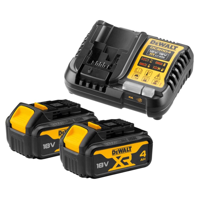 Набір акумулятор + зарядний пристрій DeWALT 10,8 - 54V, 4A, 18V XR Li-Ion, 2x4Ah (DCB1104M2) - фото 1