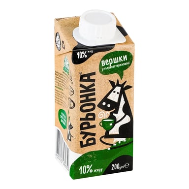Вершки Бурьонка ультрапастеризовані 10% 200 г (br.82650) - фото 1