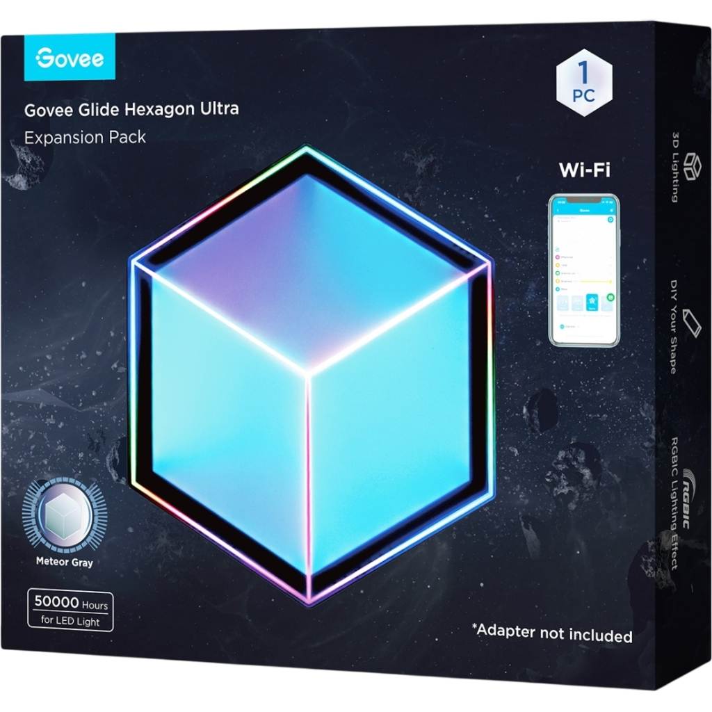 Світильник Govee H106A Glide Hexagon Light Panels Ultra Expansion Pack, 1pc, RGBIC, Wi-Fi/Bluetooth, Purple (H106A007-OF-EU) - фото 7 Світильник Govee H106A Glide Hexagon Light Panels Ultra Expansion Pack, 1pc, RGBIC, Wi-Fi/Bluetooth, Purple (H106A007-OF-EU) - фото 7