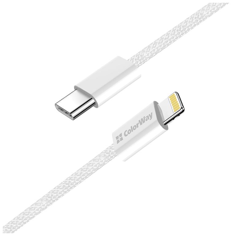 Дата кабель USB-C to Lightning 2.0m PD 27W braided gray ColorWay (CW-CBPDCL068-GR) - фото 6