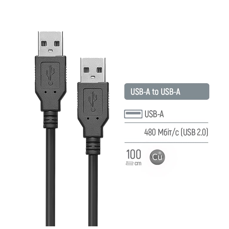 Дата кабель USB 2.0 AM/AM 1.0m black ColorWay (CW-CBUU071-BK) - фото 4