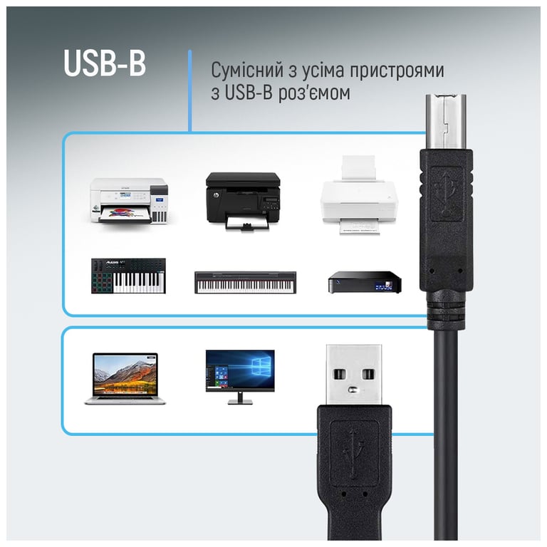 Кабель для принтера USB 2.0 AM/BM 3.0m black ColorWay (CW-CBUB073-BK) - фото 10